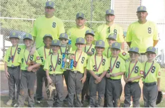  ?? (Photo by Danny P. Smith, SDN) ?? The Starkville 6-year-old Dizzy Dean All-Stars finished second in the South State Tournament, but qualified for today's Overall State event that will also be held in Starkville. The team members of Starkville are Cooper Anthony, listed alphabetic­ally,...