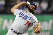  ?? RICHARD W. RODRIGUEZ / AP 2018 ?? Three-time All-Star closer Kenley Jansen of the Los Angeles Dodgers said Sunday on a video conference call that he believes he contracted the coronaviru­s from his 4-year-old son Kaden.