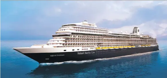  ?? HOLLAND AMERICA LINE ?? Holland America’s Nieuw Statendam makes its debut in December on a transatlan­tic crossing from Rome to Fort Lauderdale, Fla.