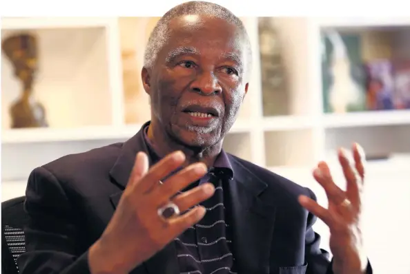  ?? Picture: Masi Losi ?? NO SECRET When Thabo Mbeki goes into the voting booth on Wednesday, his decision of where to draw a cross will not be a secret — he will be voting for the ANC and Ramaphosa.