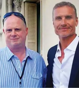  ??  ?? High life: Marc Marshall, left, with ex-F1 driver David Coulthard