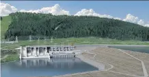  ??  ?? A rendering of B.C. Hydro’s Site C dam project showing the powerhouse structure that will house the facility’s turbines and generators.