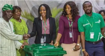  ??  ?? L-R: Special Adviser to Lagos State Governor on Environmen­t, Mr. Babatunde Hunpe; General Manager, Laspack, Mrs. Abimbola Jijoho-Ogun; General Manager, Haven Homes, Mrs. Ufuoma Ilesanmi; Snr. Clients Officer, Haven Homes, Mrs. Vivian Olowu; CEO,...