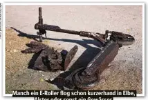  ??  ?? Manch ein E-Roller flog schon kurzerhand in Elbe, Alster oder sonst ein Gewässer.