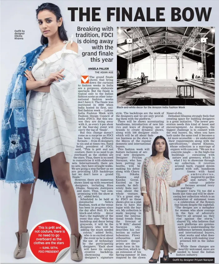  ??  ?? Black- and- white decor for the Amazon India Fashion Week Outfit by designer Diksha Khanna