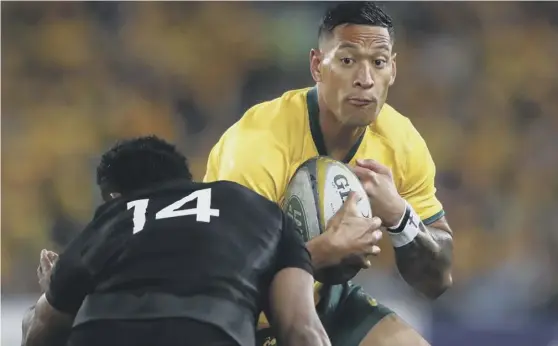  ??  ?? 2 Israel Folau, despite having his contract terminated by Rugby Australia, could make an internatio­nal comeback for Tonga following a three-year wait.