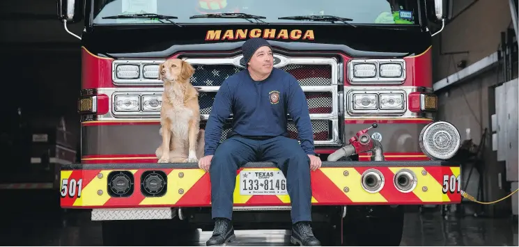  ?? JULIA ROBINSON / THE WASHINGTON POST ?? Eric Pena says recent sexual harassment cases have made him think twice about language used among firefighte­rs at his Manchaca, Texas fire station.