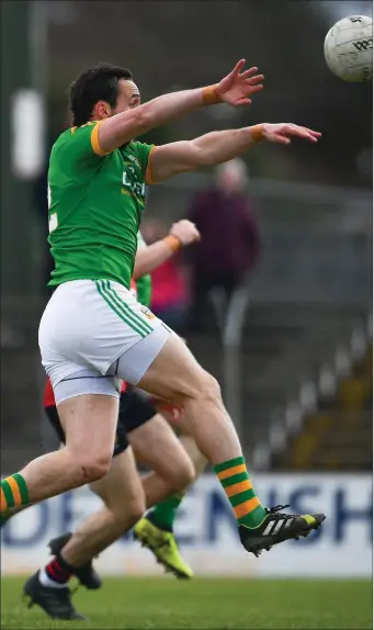  ??  ?? Graham Reilly of Meath scores his side’s second goal against Down at Páirc Tailteann.