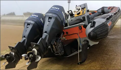  ??  ?? Discarded: The motor dinghy found full of lifejacket­s on Dymchurch beach two weeks ago. Its occupants had vanished