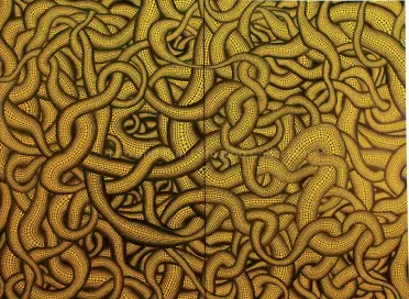  ??  ?? “SEX Obsession,” diptych in acrylic on canvas