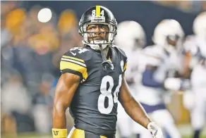  ?? ASSOCIATED PRESS FILE PHOTO ?? Steelers wide receiver Antonio Brown wants out of Pittsburgh. A person with knowledge of the situation tells the Associated Press the perennial Pro Bowl wide receiver has asked the Steelers for a trade. Brown appeared to make his decision official in a social media post released Tuesday on Instagram.
