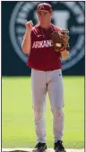  ?? NWA Democrat-Gazette/BEN GOFF ?? Arkansas infielder Jax Biggers began the season hitting leadoff, but he has hit ninth in the batting order in recent weeks as his average has slumped. He is also recovering from a broken left index finger.