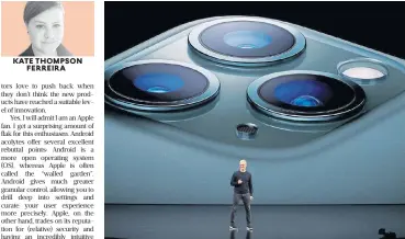  ?? Reuters ?? KATE THOMPSON Making the news: CEO Tim Cook presents the new iPhone 11 Pro at an Apple event at the company s headquarte­rs in Cupertino, California on September 10. /