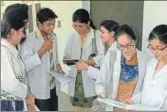  ?? HT FILE ?? ■ Medical students at govt college campus in Patiala.