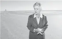  ?? Melissa Phillip / Houston Chronicle file ?? Lyda Ann Thomas, then Galveston mayor, on the beach along Seawall Boulevard in 2008. Thomas served the city as mayor, a city council member and in other capacities.