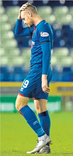  ??  ?? DEJECTED: Caley Thistle’s Jordan White after beaing beaten by Queen of the South