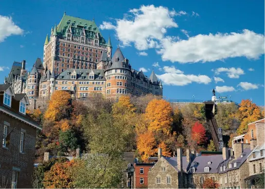  ?? PHOTOS: MIKE YARDLEY ?? Le Chateau Frontenac with its turrets and gable windows is the archetypal fairytale castle in the sky.