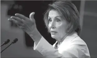  ??  ?? WASHINGTON
US House Speaker Nancy Pelosi speaks during a meeting.
-AP