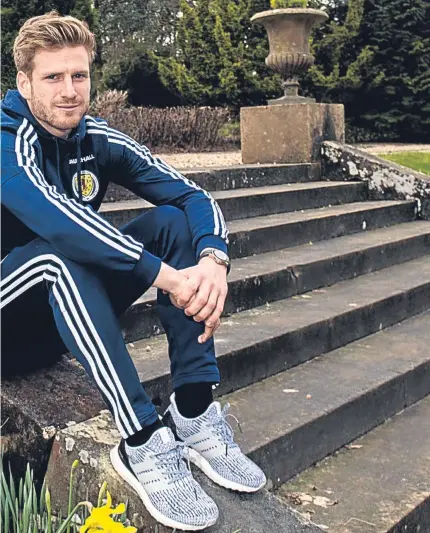  ?? Picture: SNS Group. ?? Stuart Armstrong relaxes at the Scotland camp at Mar Hall.