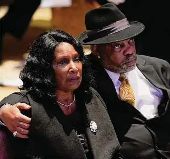  ?? Andrew Nelles / Associated Press ?? RowVaughn Wells cries as she and her husband, Rodney Wells, attend the funeral service for her son Tyre Nichols at Mississipp­i Boulevard Christian Church in Memphis, Tenn., on Wednesday.