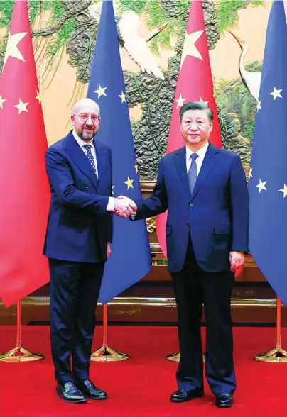  ?? EUROPA PRESS ?? El presidente del Consejo Europeo ayer con el presidente chino, Xi Jinping