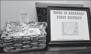  ?? Arkansas Democrat-Gazette/SARAH D. WIRE ?? Items like these, produced in Arkansas, are offered to visitors in the Washington offices of Arkansas’ congressio­nal delegation.