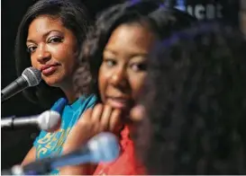  ??  ?? “Between Us Girls” co-hosts Michele Roy, from left, Danielle Jones and Sharonda Foster offer lively, uncensored commentary that has kept ears listening.