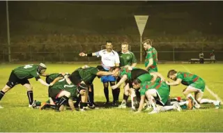  ?? Supplied Photo ?? IT’S OFFICIAL: Hamza Hidayathul­lah officiatin­g during a rugby match in Oman.–