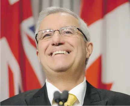  ?? NATHAN DENETTE/THE CANADIAN PRESS ?? Ontario PC party interim leader Vic Fedeli speaks at a new conference after a caucus meeting at Queen’s Park on Friday. The caucus picked Fedeli as the temporary successor to Patrick Brown, who resigned as the party’s leader early Thursday morning.