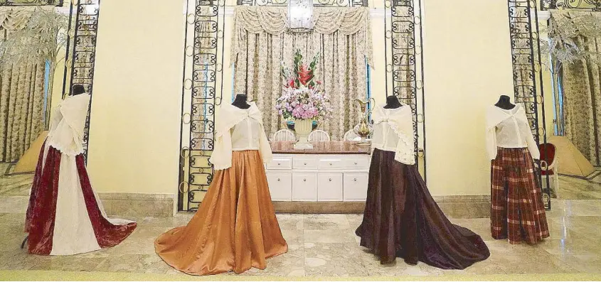  ??  ?? Fashion mirrors heritage: Archival pieces of baro’t saya from the Cultural Center of the Philippine­s. A Patis Tesoro exhibition on the history of the iconic ensemble is on view at the Destileria Limtuaco Museum May 17-26.