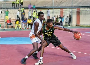  ??  ?? Action recorded in the basketball finals between Team Gombe and Team Lagos on Monday at the 2020 National Sports Festival in Benin City