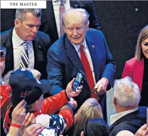  ?? ?? THE MASTER
Former staffers of Desantis say almost everything he does is scripted and he tends to avoid meet-and-greets with supporters, while Trump has enjoyed a surge in support with his lead over the rival growing by 12 points