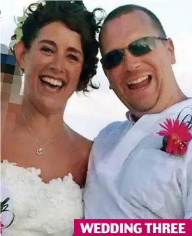  ??  ?? WEDDING THREE Wedding days: Adrian Linham marries Liz in 2007, left, and then Hayley bigamously in 2014
