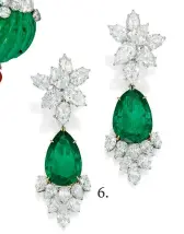  ??  ?? 6. A pair of emerald and diamond pendant earclips by Harry Winston that sold for $764,000 at Sotheby’s Magnificen­t Jewels sale in April. Photo credit: Sotheby’s