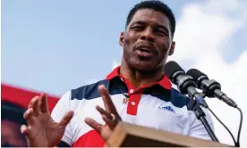  ?? Carrollton, Georgia. Photograph: Elijah Nouvelage/Getty Images ?? Georgia Republican candidate for Senate Herschel Walker speaks at a campaign event in