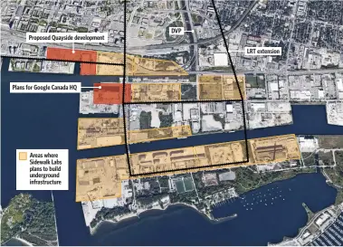  ?? TORONTO STAR GRAPHIC ?? Sidewalk Labs envisions redevelopm­ent on 350 acres in the derelict Port Lands area on the waterfront.