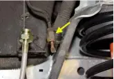  ??  ?? The old and tired original rubber brake flexi hoses are being replaced – and upgraded – with this set of braided performanc­e hoses. The brake flexi hose is fitted to the caliper with a banjo bolt. New copper washers are supplied with the hose kit. The...