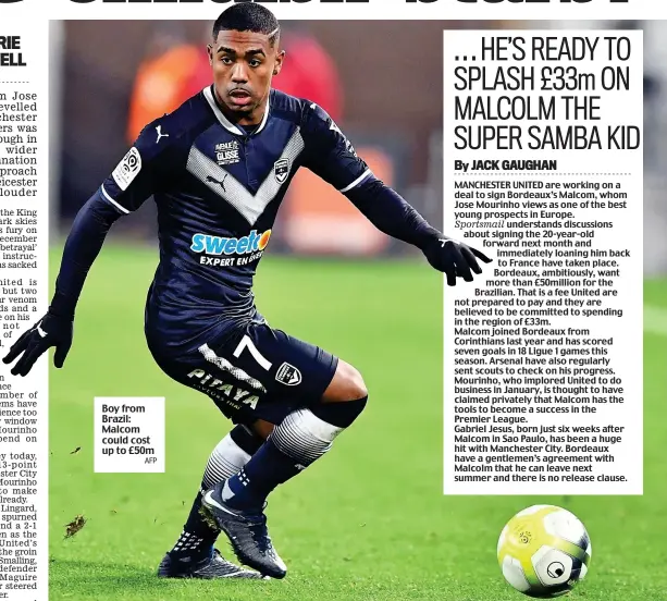  ?? AFP ?? Boy from Brazil: Malcom could cost up to £50m