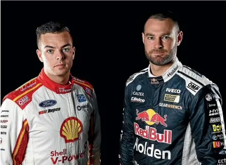  ?? GETTY IMAGES ?? Bitter rivals: Scott McLaughlin, left, driver of the No 17 Shell V-Power Racing Team Ford Mustang and Shane van Gisbergen, driver of the No 97 Red Bull Holden Racing Team Holden Commodore ZB.