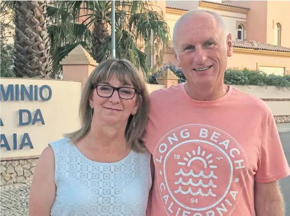  ??  ?? Helen with her husband of 34 years, Stephen Buick, whose funeral will be held at Dundee Crematoriu­m on September 25.