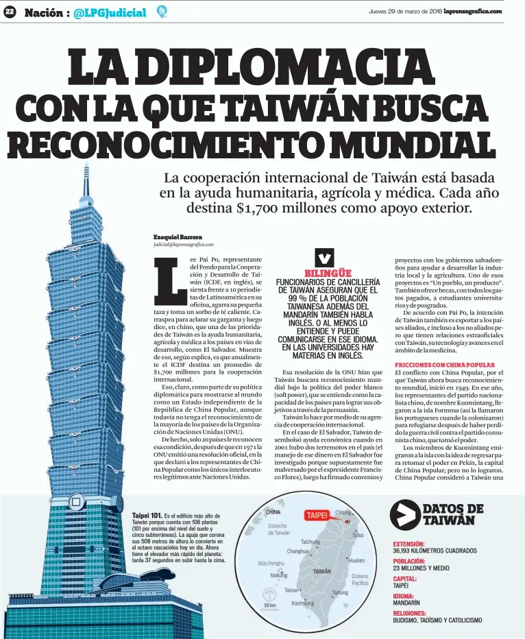  ??  ?? Taipei 101. Es el edificio más alto de Taiwán porque cuenta con 106 plantas (101 por encima del nivel del suelo y cinco subterráne­as). La aguja que corona sus 508 metros de altura lo convierte en el octavo rascacielo­s hoy en día. Ahora tiene el...