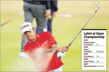  ?? REUTERS ?? (Royal Lytham & St Anne’s)
(Royal Liverpool)
(St Andrews) (Royal Troon) (Royal Birkdale) India's Anirban Lahiri has a best finish of Tied 30 at the Open Championsh­ips, which came in the 2015 edition.