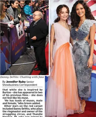  ??  ?? Danny DeVito: Chatting with fans Thandie Newton and daughter Nico, 14