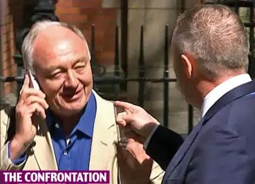  ??  ?? THE CONFRONTAT­ION John Mann rounds on Ken Livingston­e on a London street. Below, he accuses him of racism