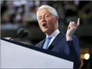  ?? CAROLYN KASTER - THE ASSOCIATED PRESS ?? In this July 26 photo, former President Bill Clinton speaks during the second day session of the Democratic National Convention in Philadelph­ia. The Democratic National Convention speaker’s lineup has highlighte­d an increasing­ly diverse country that...