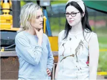  ?? SUPPLIED PHOTO ?? Taylor Shilling as Piper Chapman and Laura Prepon as Alex are seen in a scene from Orange is the New Black. Season 5, now airing on Netflix, takes place over three days of a riot at the prison where the show is set.