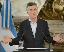  ?? Martin Zabala-7.abr.16/Xinhua ?? O presidente Mauricio Macri faz discurso na Casa Rosada