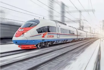  ??  ?? Photo ci-dessus : Un train à grande vitesse russe. De nombreux projets ferroviair­es qui permettrai­ent à la Russie de s’insérer dans les grands axes Asie-Europe de la Belt and Road Initiative chinoise restent suspendus au déblocage de fonds par Pékin. C’est notamment le cas de la modernisat­ion du Transsibér­ien, ou de la constructi­on d’une ligne à grande vitesse reliant la Chine à l’Allemagne. (© Shuttersto­ck/aapsky)