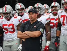  ?? STEVEN BRANSCOMBE — GETTY IMAGES ?? Coach Ryan Day and his unbeaten Ohio State Buckeyes are ranked No. 3 in the nation.