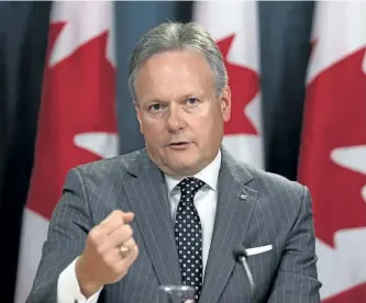  ?? FRED CHARTRAND/THE CANADIAN PRESS ?? Stephen Poloz, Governor of the Bank of Canada, holds a news conference concerning the rise of the bank’s interest rates, in Ottawa, Wednesday.